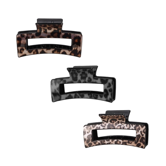 3-piece leopard print hair clip for women, French banana hair clip, non slip and sturdy, suitable for fashionable accessories with thick and thin hair