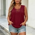 thumbnail image 5 of NominalSnug Plus Size Sweaters Vest for Women Ribbed Knit Sleeveless Top Crisscross V Neck Pullover Top Casual Loose Pleated Tunic Tops, 5 of 6