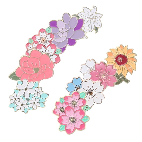 LOLIPPYY 9-Piece Enamel Pin Brooch Set with Assorted Colors, Metal Floral Badges for Jackets, Bags, and Clothing Decoration