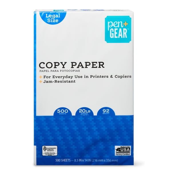 Pen Gear Legal Size Copy Paper 500 Sheets Walmart Walmart