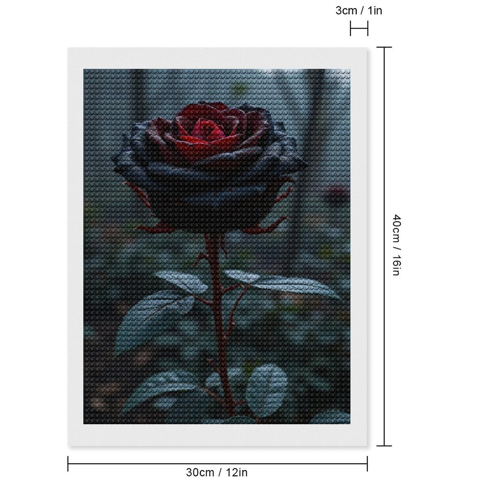 Diamond Art Kits for Adults, Mystical Dark Red Rose Bloom 5D Diamond Painting Kits for Adults Beginners, DIY Full Drill Diamond Painting, Gem Art and Crafts 12x16