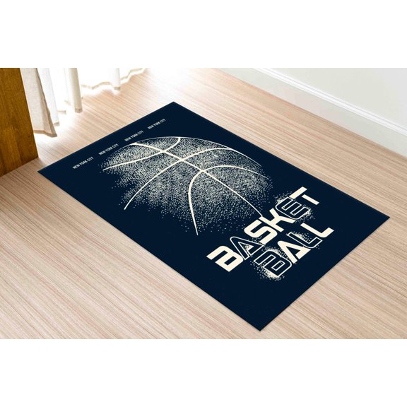 Motivation Rugs, Front Door Rug, Thick Rugs, Man Cave Rug, Basketball Rug, Ball Rugs, Machine Washable Rug, Personalizeds Rugs, Black Rug, 2.6'x5' - 80x150 cm