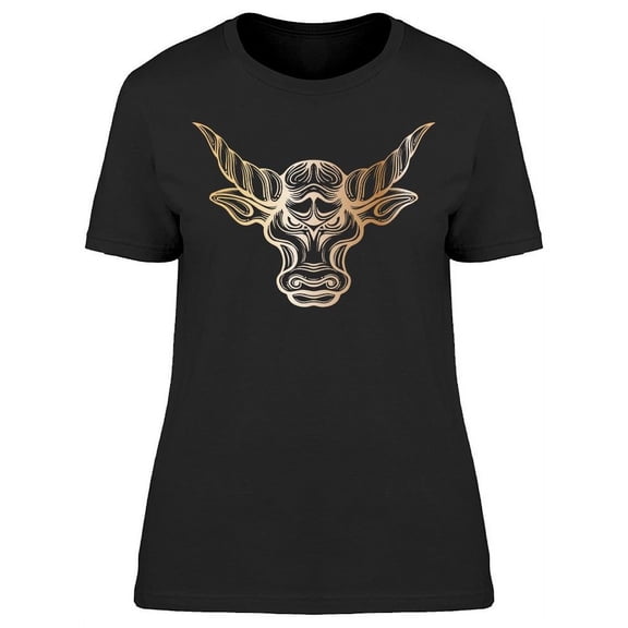 Head Bull Drawing Line T-Shirt Women -Image by Shutterstock, Female Large