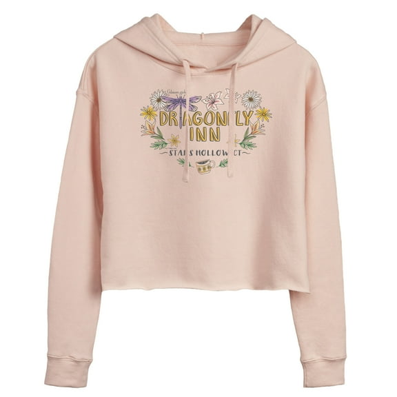 Gilmore Girls - Dragonfly Inn - Juniors Cropped Long Sleeve Fleece Hoodie