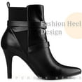 thumbnail image 4 of Unique Bargains Pointy Toe Elastic Cross Straps Stiletto Heel Ankle Boot for Women Black 6, 4 of 5
