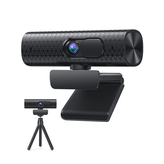 2K Webcam with Dual Microphones, FHD 1080P/60fps Web Camera, Autofocus, 4X Digital Zoom, USB 2.0 Streaming Webcam with Tripod and Cover Slide for PC, Laptop, Mac, Zoom, Skype, YouTube