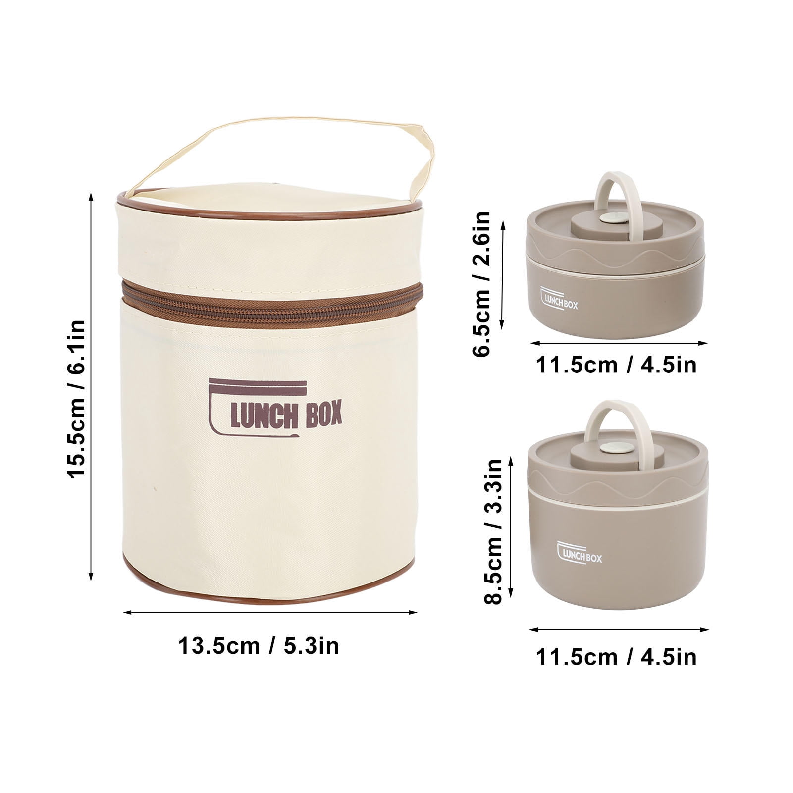 Rupoun 304 Stainless Steel Insulated Lunch Box with Sealed Lid & Thermal Bag – Dual Pack, Round, Lightweight, Heat‑Retaining Bento