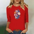 thumbnail image 2 of Charella Women's Floral Printed Tops Flower Graphic Tee Casual Crew Neck 3/4 Sleeve Shirts Loose Fit Clothes (3XL, Red), 2 of 6