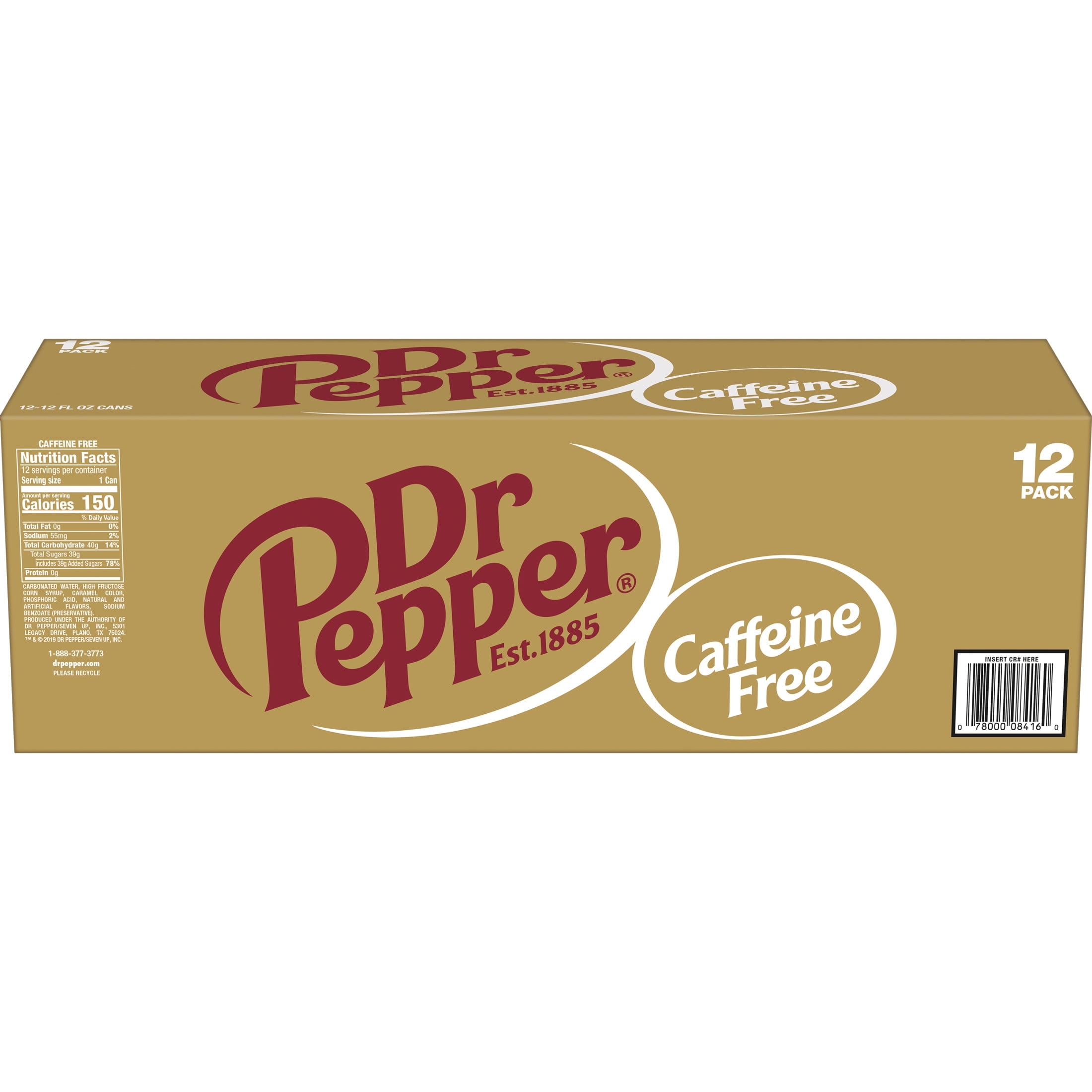 Dr Pepper Caffeine Free Soda Pop, 12 fl oz, 12 Pack Cans