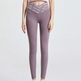 thumbnail image 2 of VINUSLI Scrunch Yoga Pants for Women - V Crossover High Waist Workout Gym Pant Stretchy Tummy Control Trousers Pink,L, 2 of 4