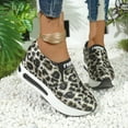 thumbnail image 3 of Leopard Platform Shoes for Women Trendy Casual Chunky Slip on Walking Loafers Height Increasing Work Sneakers, 3 of 8
