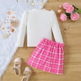 thumbnail image 4 of Sngxgn Toddler Baby Girls Skirt Outfits Ribbed Sweater Shirt Tops + Dress Fall Clothes Set(White,130), 4 of 9