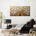 thumbnail image 2 of WFSposterLarge Wall Art for Living Room Bedroom Office Tree Art Wall Decor Gold Artwork Tree of Life Wall Art White Flower Framed Wall Decor Modern Canvas Prints, 2 of 6