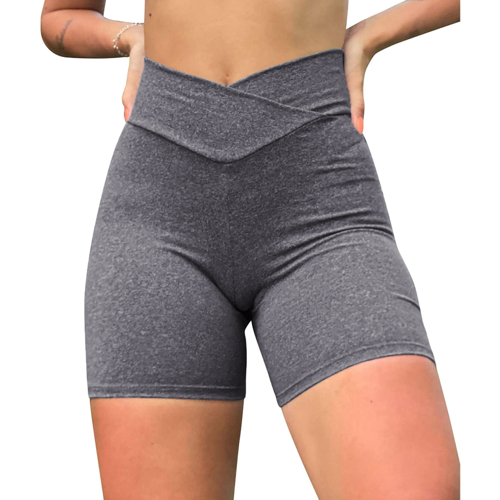 kpoplk Workout Shorts Womens,Women's Yoga Short Tummy Control Workout  Running Athletic Non See-Through Yoga Shorts with Hidden Pocket(Grey,XL) -  Walmart.com