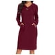 thumbnail image 1 of Vestido de manga larga con capucha y bolsillos para mujer, corte ajustado, estilo informal, 1 of 5