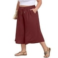 thumbnail image 6 of Dealovy Capri Pants for Women Plus Size Wide Leg Cropped Palazzo Trousers Drawstring High Waisted Lounge Pants, 6 of 6
