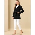 thumbnail image 3 of Abrigo de Invierno Allegra K con Cinturón y Solapa con Muescas para Mujer Manga Larga Doble Botonadura Negro XL, 3 of 5