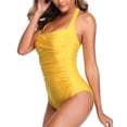 thumbnail image 5 of Qingpeng Tummy Control Swimwear Halter One Piece Slimming Vintage Retro Swimsuit Womens Ruched Push Up Bathing Suit, 5 of 5