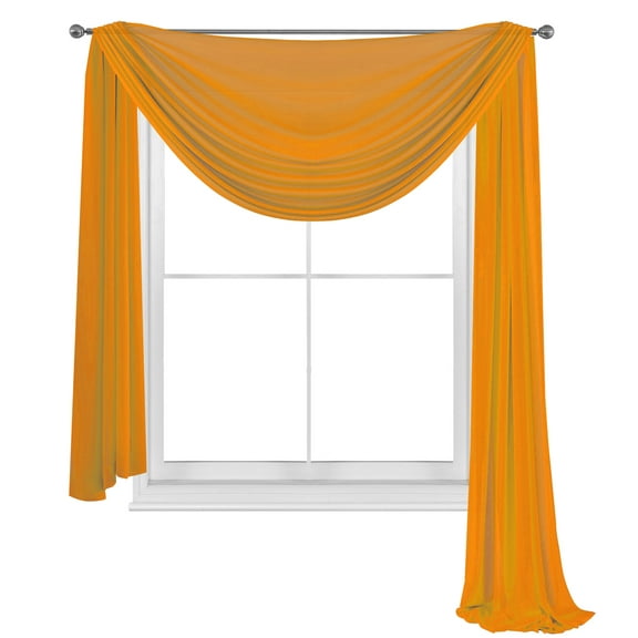 Orange Scarves Elegance Sheer Voile Window Curtain Scarf Fully Stitched and Hemmed Valance 216'' Inch Long 