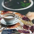 thumbnail image 3 of Ambesonne Floral Fitted Round Tablecloth, Wild Flowers Hexagon Forms, 36"- 40" Diameter, Plum Orange and Dark Blue, 3 of 5