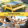 thumbnail image 6 of Blue Yellow Ombre Table Cloths for 6 Foot Rectangle Tables, Farmhouse Modern Gradient Art Patio Waterproof Elastic Fitted Tablecloths, Washable Rectangular Table Cover for Camping, 6 of 8