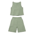 thumbnail image 5 of Horkkom Short Sets for Women 2 Piece Linen Solid Color Tank Tops High Waist Shorts with Pockets Summer Casual Vacation Sets S, 5 of 7