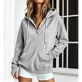 thumbnail image 6 of Hoodies Sweatshirt for Women Button Collar Drawstring Long Sleeve Pullover Casual Winter Hooded Tops With Pocket Fall Outfits, 6 of 7