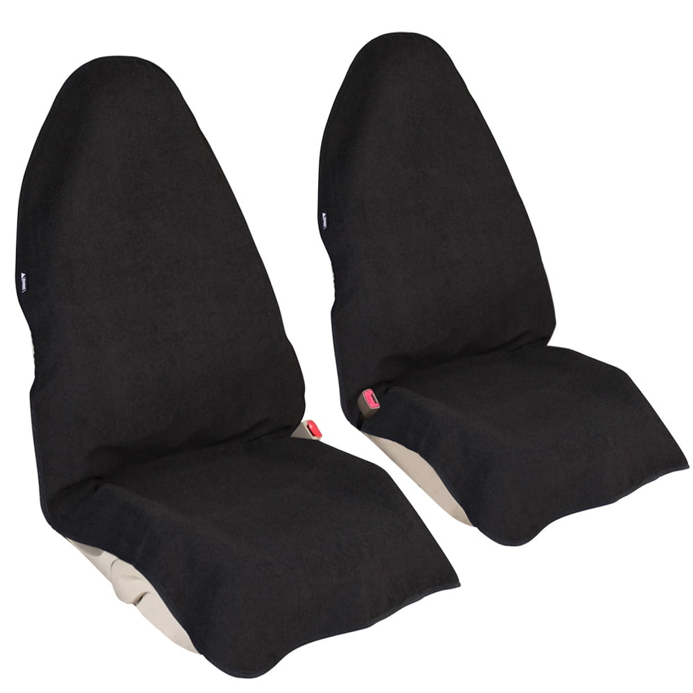 Leader Accessories 2pcs Black Sweat Towel Seat Covers for Car Front Bucket Seat Waterproof