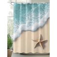 thumbnail image 3 of Beach Coastal Waterproof Fabric Shower Curtain, Summer Nautical Starfish Aqua Beige Shower Curtain for Bathroom Curtains Bathtubs Hotel Washable Shower Curtains with 12 Hooks Standard 72x72, 3 of 6