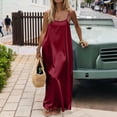 thumbnail image 5 of longantii Womens Maxi Dress V-Neck Backless Satin Silk Dress Flowy Adjustable Slip Strap Camisole Comfy Lounge Nightgown Spring 2026 Red L, 5 of 5