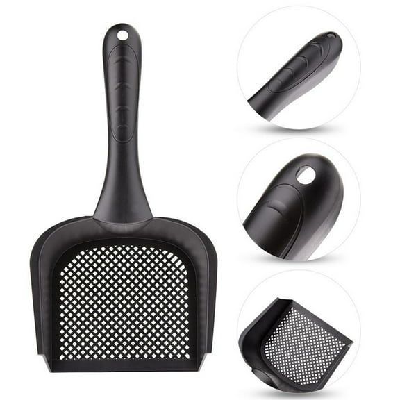 Miommo Cat Litter Scoop Small Hole Fine Sifter, Plastic Litter Shovel for Cats Dogs Rabbits Hamsters, Easy Store Handle Hole, 1 Piece Black