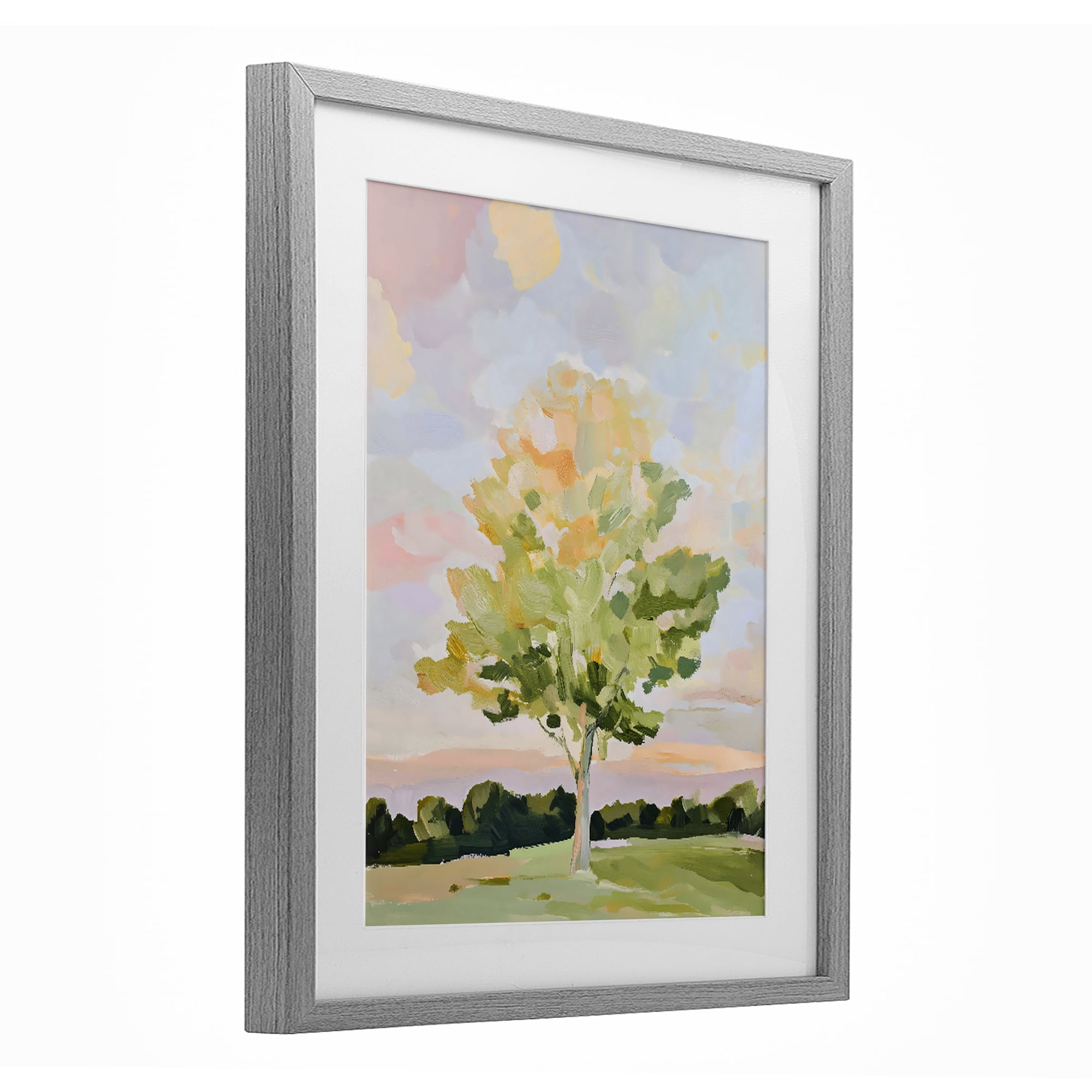 Stupell Industries Sunlit Tree Landscape Impression Gray Framed Print Under Glass, design by The Prints Vibe
