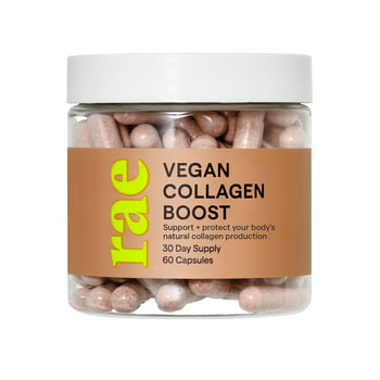 Rae Vegan Collagen Boost Supplement with Vitamin C, Support Hair, Skin & Nails, 60 Ct