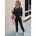 thumbnail image 3 of Conjunto de Jogger para Mujer PRETTYGARDEN Pantalones de Pijama Negro XL, 3 of 5