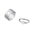 thumbnail image 2 of 1 par de anillos para niña boda anillo abierto ajustable lindo Simple, Plata estrella jinwen Anillos a juego, 2 of 7