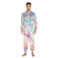 thumbnail image 2 of Unicorn in Clouds Adult Onesie Pajamas Slim Fit Christmas One Piece Suit Pjs for Women and Men Hooded Zipper, 2 of 7