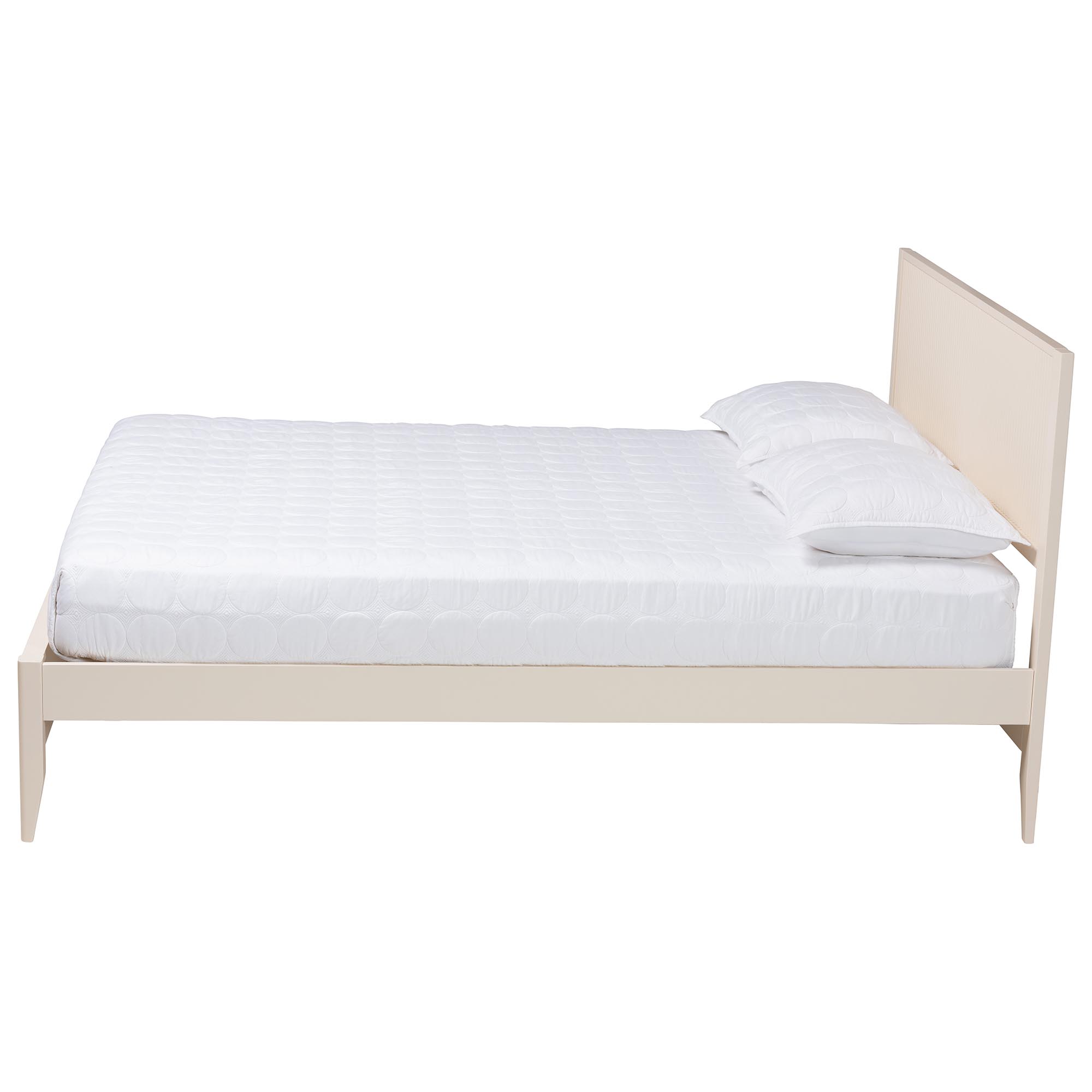 Baxton Studio Primrose Mid-Century Platform Bed, Queen, Ivory