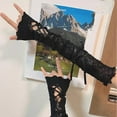 thumbnail image 2 of WZXFASHION Ladies' Ruffled Cuff Hand Sleeves Girl Wristbands And Gloves Clothing Shoes & Accessories Black One Size, 2 of 4