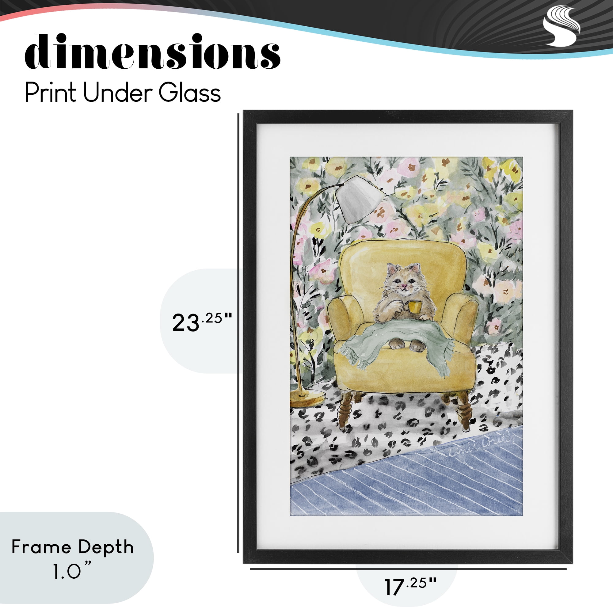 Stupell Industries Cozy Cat Relaxing Black Framed Print Under Glass, design by Lanie Loreth