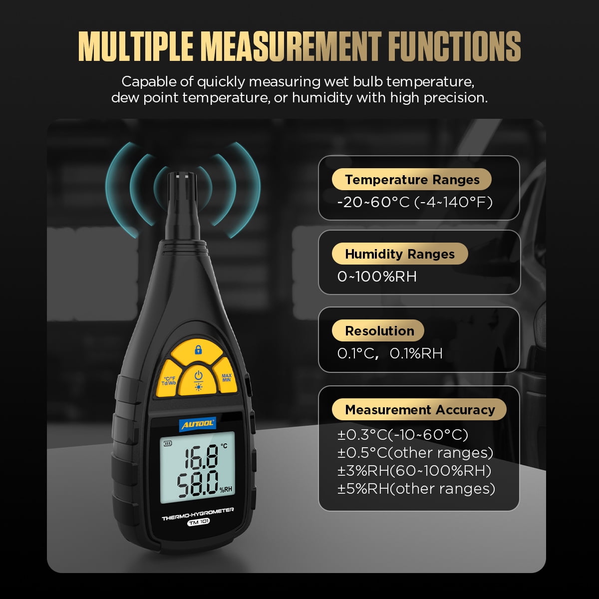 AUTOOL TM101 Digital Thermohygrometer Indoor Thermometer & Hygrometer Temperature Humidity Meter Sensor Monitor Tester for Home Greenhouse Baby Room Office