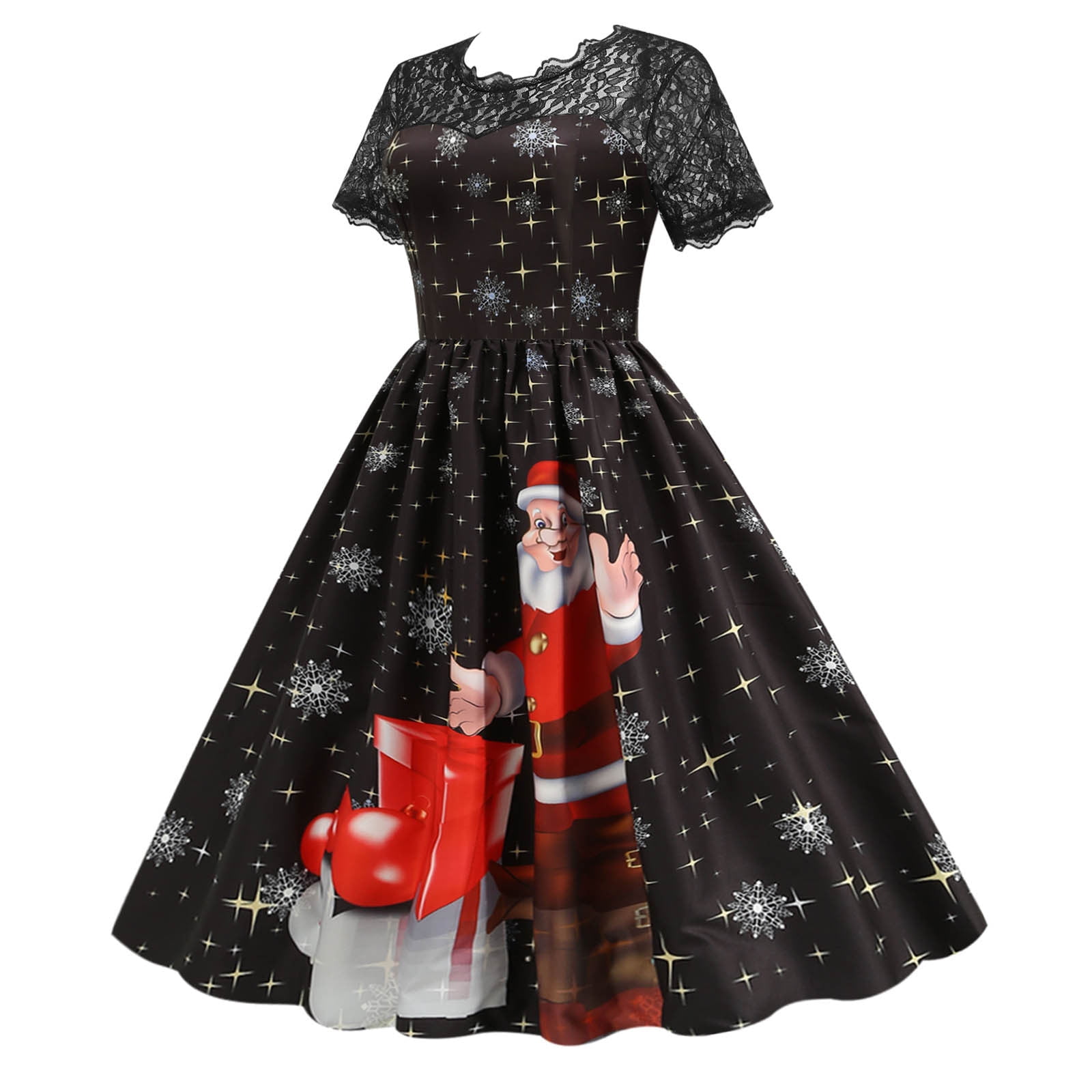 Aoochasliy Christmas dresses Women Clearance Vintage Xmas Printing