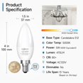 thumbnail image 2 of SHINESTAR E12 LED Candelabra Light Bulbs 40 Watt Equivalent, 5000K Daylight White 470 Lumen Chandelier Bulb, 6W B11 Candle Small Base Ceiling Fan Light Bulbs, Non-Dimmable, Pack of 6, 2 of 8