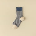 thumbnail image 2 of FhsagQ Socks Womens Socks Crotchless Xs Women's Mid Tube Socks Double Double Vertical Stripes Spliced Rabbit Wool Socks Thick Warm Socks Women's Socks Extra Small Booty Shorts Blue A, 2 of 4