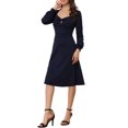 thumbnail image 4 of INSPIRE CHIC Women's Sweetheart Neck Keyhole Front Split Midi Elegant Cocktail Dress XS Dark Blue, 4 of 5