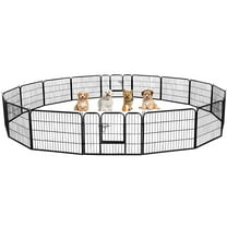 Easyfashion 16 Panels 24" Tall Metal Dog Exercise Play Pen, Black