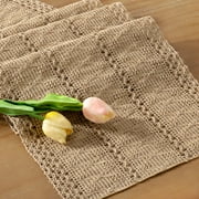 Boho Macrame Table Runner, 12 x 36 Inch Woven Farmhouse Table Decor for Dining Table, Coffee Table, Dresser, Buffet and Holiday Centerpiece