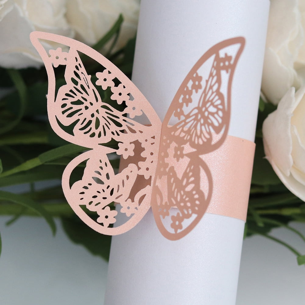 20Pcs Butterfly Napkin Ring Paper Holder for Table Decorations DIY Decoration Dinner,Party GREENLANS Napkin Rings Wedding Home Kitchen for Casual or Formal White