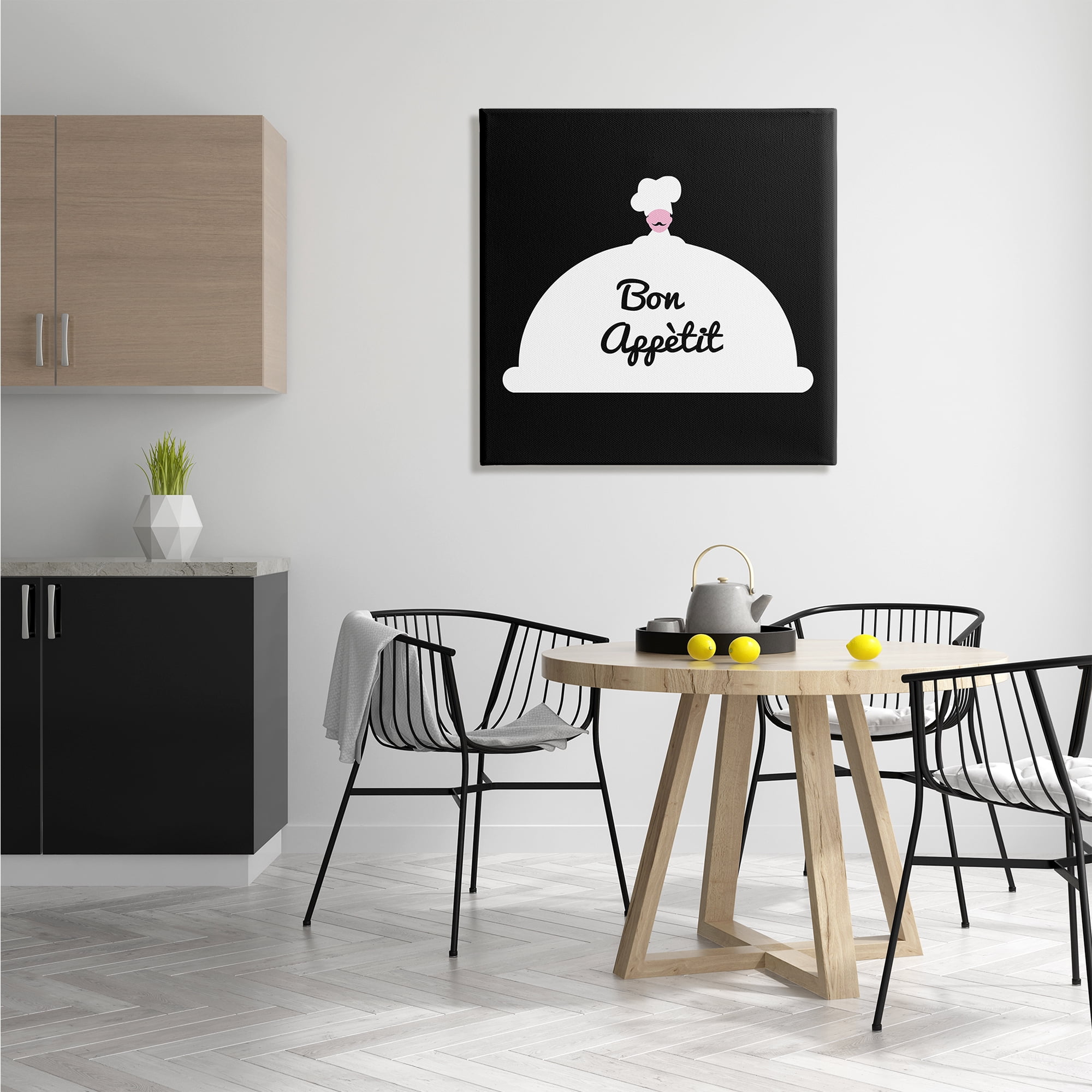 Stupell Industries Bon Appetit Phrase Mustache Chef Modern Design Food & Beverage Painting Gallery Wrapped Canvas Print Wall Art, 30 x 30