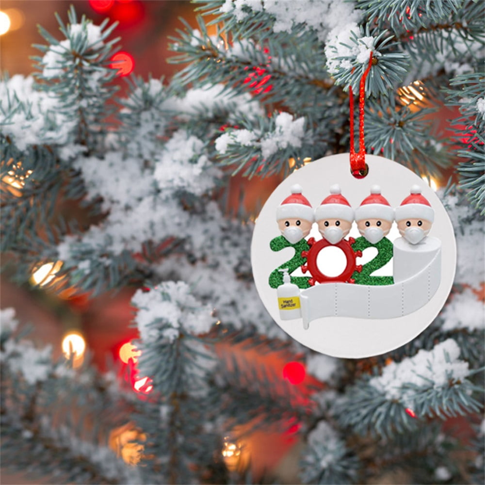 2020 Quarantine Personalized Name Christmas Ornament Kit Round White