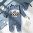 thumbnail image 2 of Splozh Baby Boy Newborn Clothes Baby Boy Long Sleeve Ribbed Romper with Knotted Hat Set Infant Jumpsuit Fall 2 Piece Outfit 0-18 Months Newborn Romper Baby Boy,Blue,12-18 Months, 2 of 7